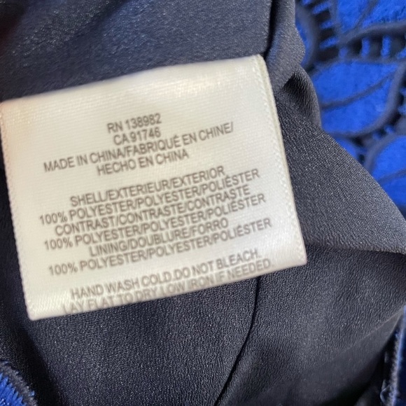 Dress the Population Katherine Blue Leaf Short Lace Cocktail Dress SZ Medium - Picture 6 of 9